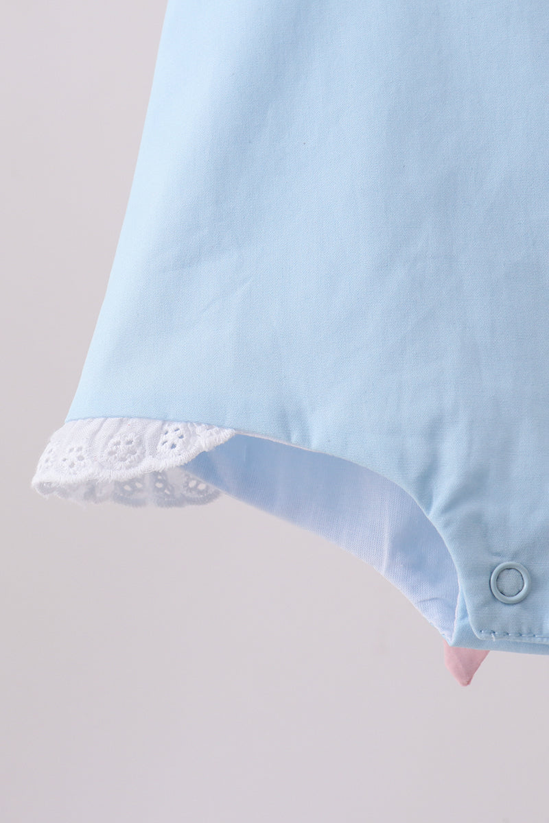 Blue ribbon ruffle bow bubble - Aaria Tees Aaria Tees