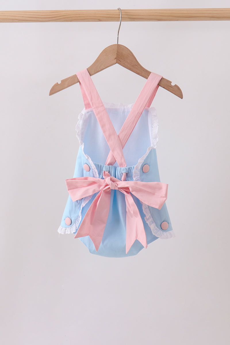 Blue ribbon ruffle bow bubble - Aaria Tees Aaria Tees