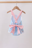 Blue ribbon ruffle bow bubble - Aaria Tees Aaria Tees