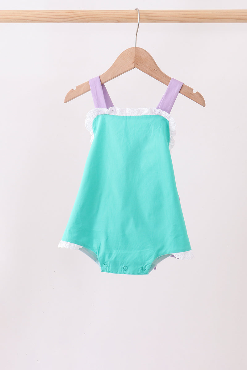Green ribbon ruffle bow bubble - Aaria Tees
