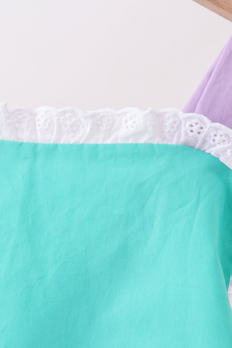 Green ribbon ruffle bow bubble - Aaria Tees Aaria Tees