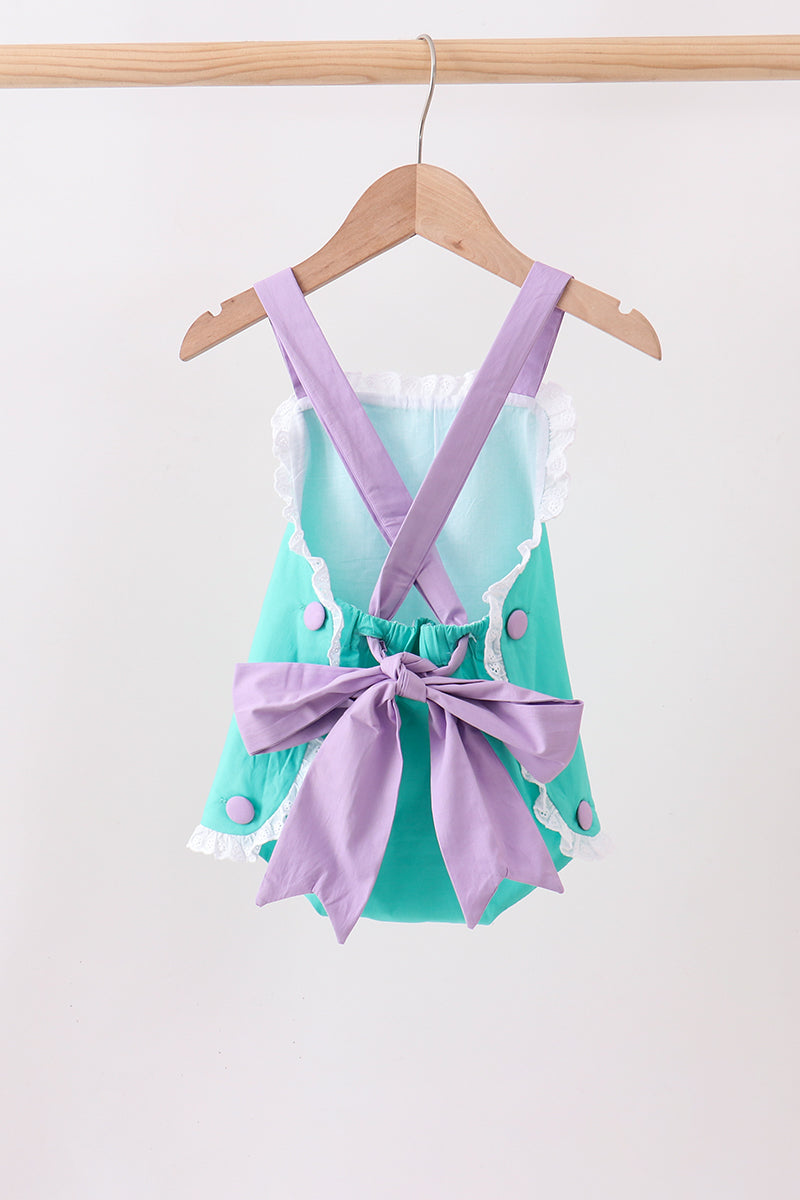 Green ribbon ruffle bow bubble - Aaria Tees Aaria Tees