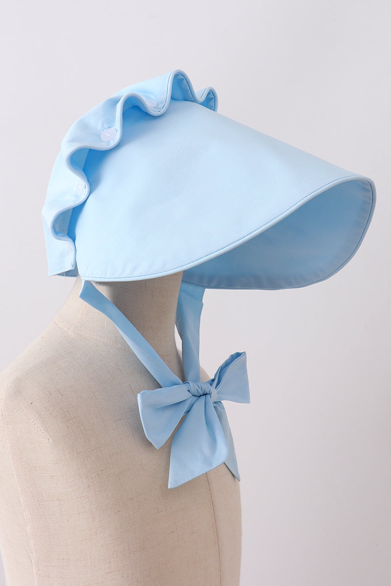 Blue ruffle bow bonnet - Aaria Tees