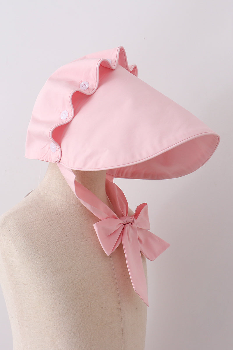 Pink ruffle bow bonnet - Aaria Tees