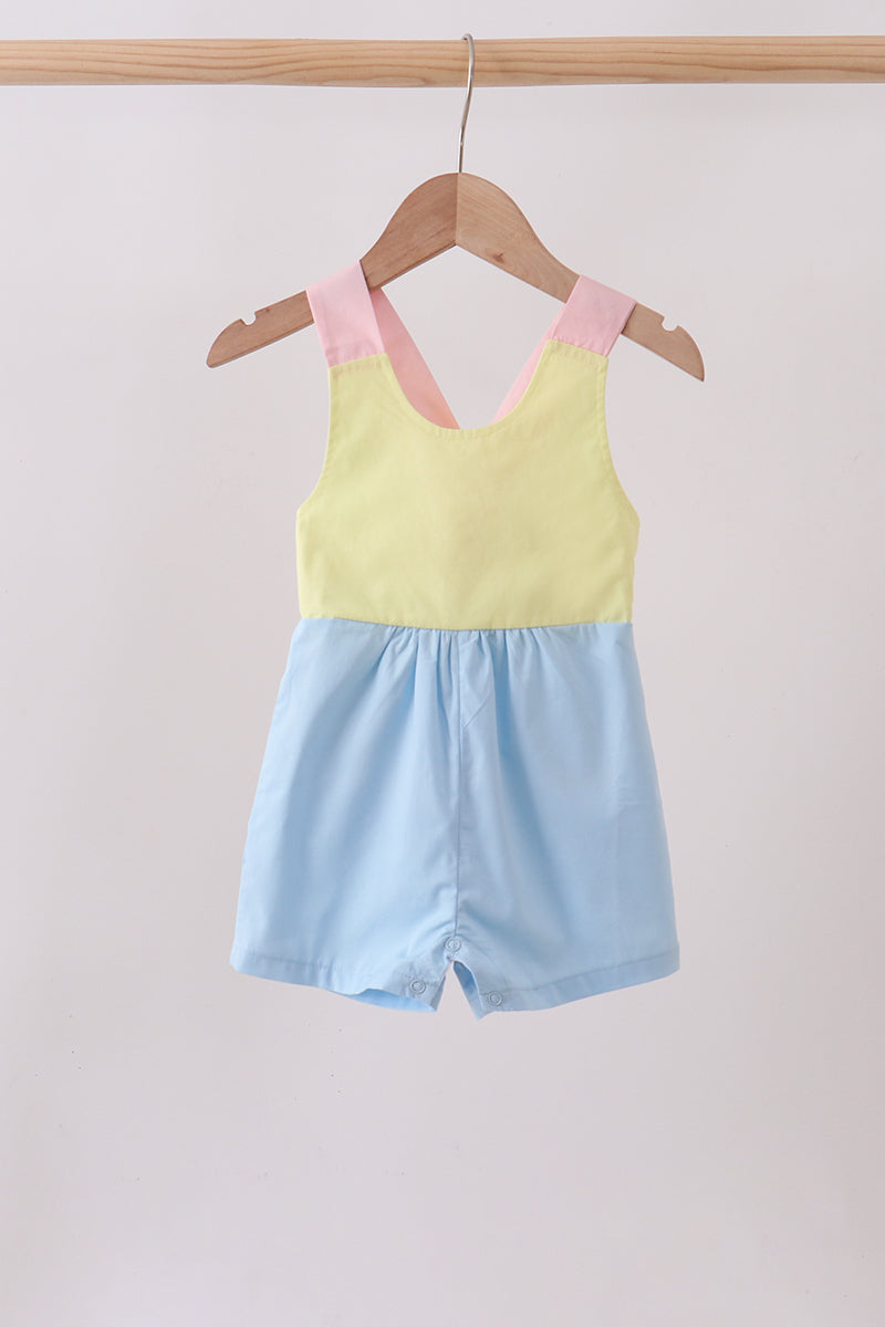 Yellow & blue ruffle bow bubble - Aaria Tees Aaria Tees