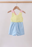 Yellow & blue ruffle bow bubble - Aaria Tees Aaria Tees