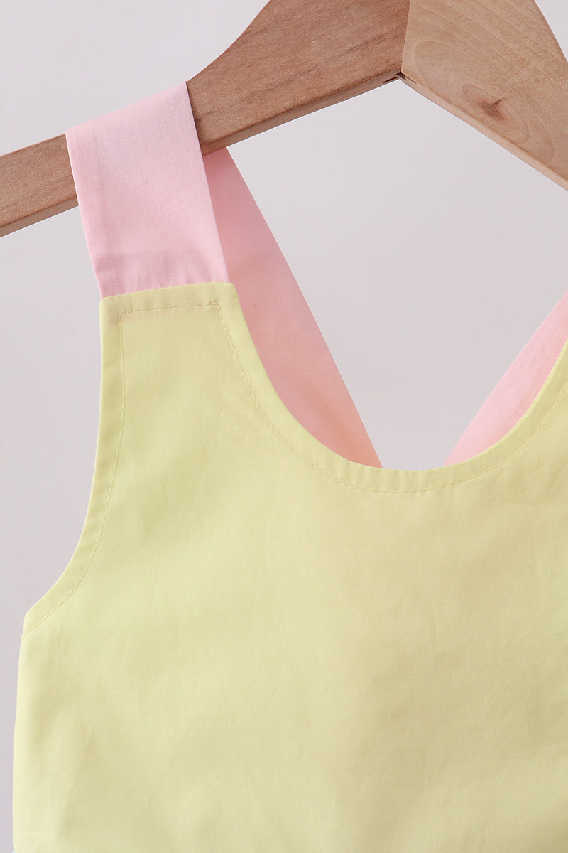 Yellow & blue ruffle bow bubble - Aaria Tees Aaria Tees