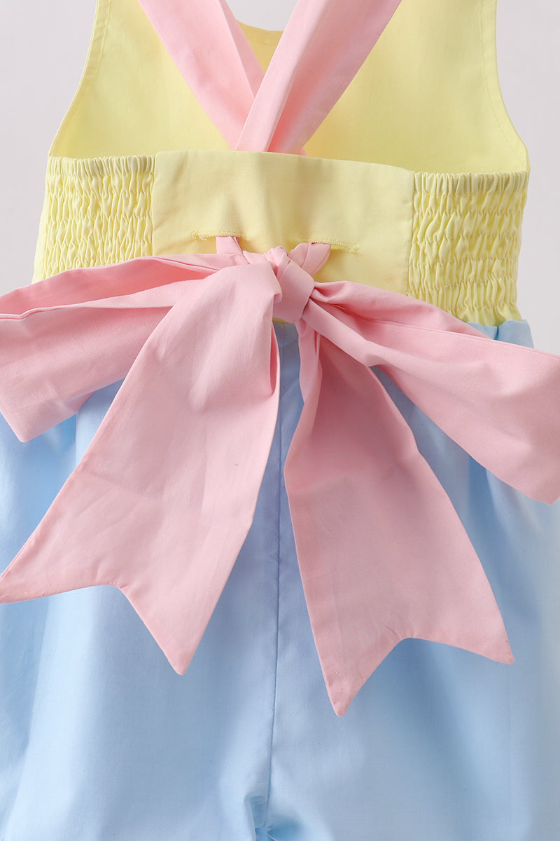 Yellow & blue ruffle bow bubble - Aaria Tees Aaria Tees