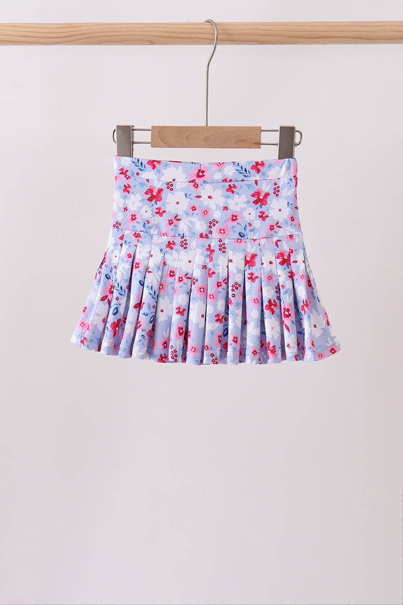 Blue floral print skorts - Aaria Tees Aaria Tees
