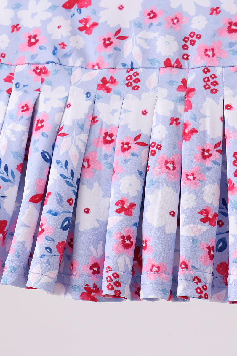Blue floral print skorts - Aaria Tees Aaria Tees