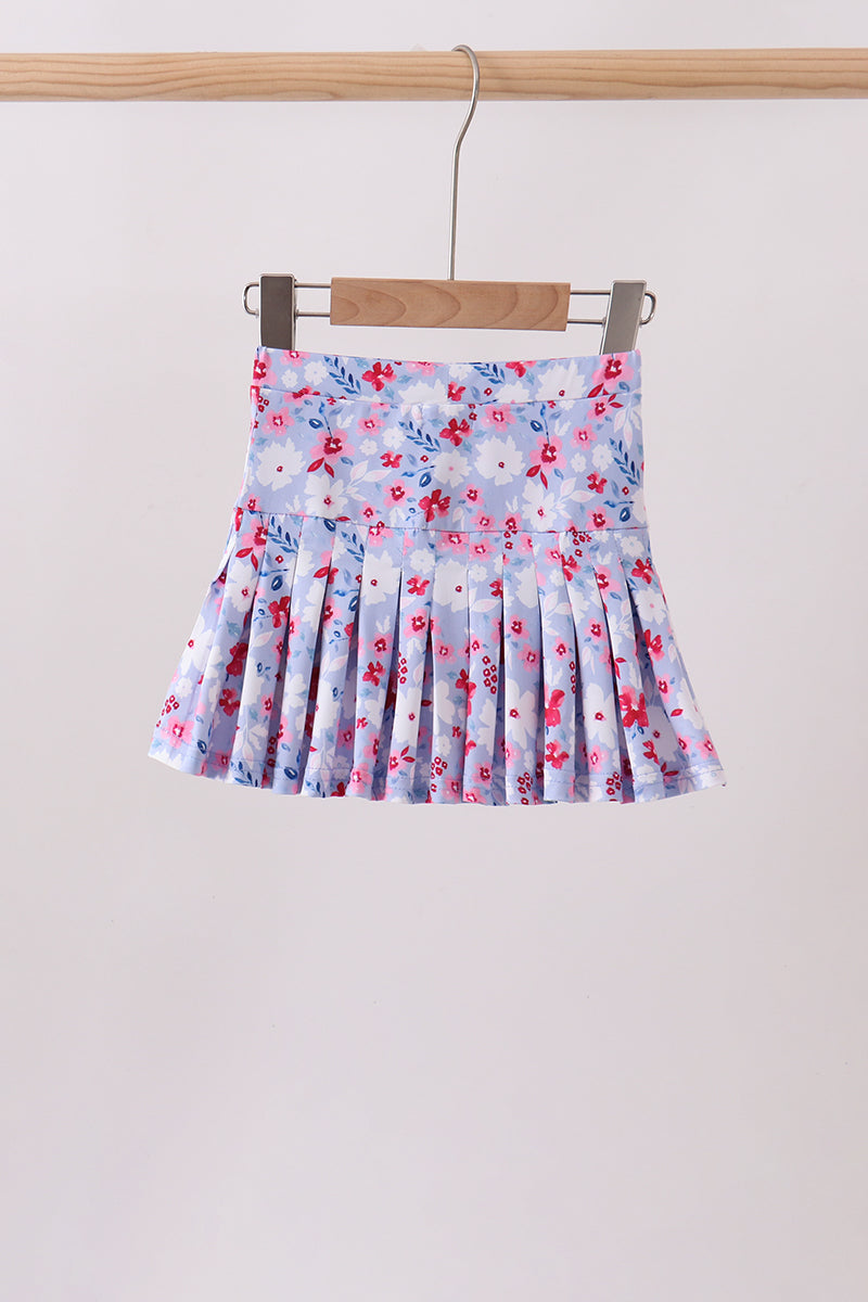 Blue floral print skorts - Aaria Tees Aaria Tees