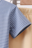 Blue stripe truck embroidery shorts set - Aaria Tees Aaria Tees