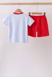 Red apple embroidery shorts set - Aaria Tees Aaria Tees