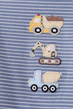 Blue stripe truck embroidery romper - Aaria Tees Aaria Tees