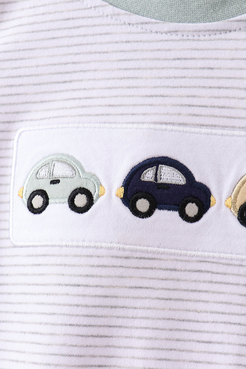 Green vehicle embroidery stripe bubble - Aaria Tees Aaria Tees