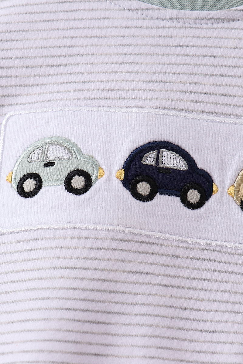 Green vehicle embroidery stripe bubble - Aaria Tees Aaria Tees