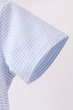 Blue stripe apple embroidery shirt - Aaria Tees Aaria Tees