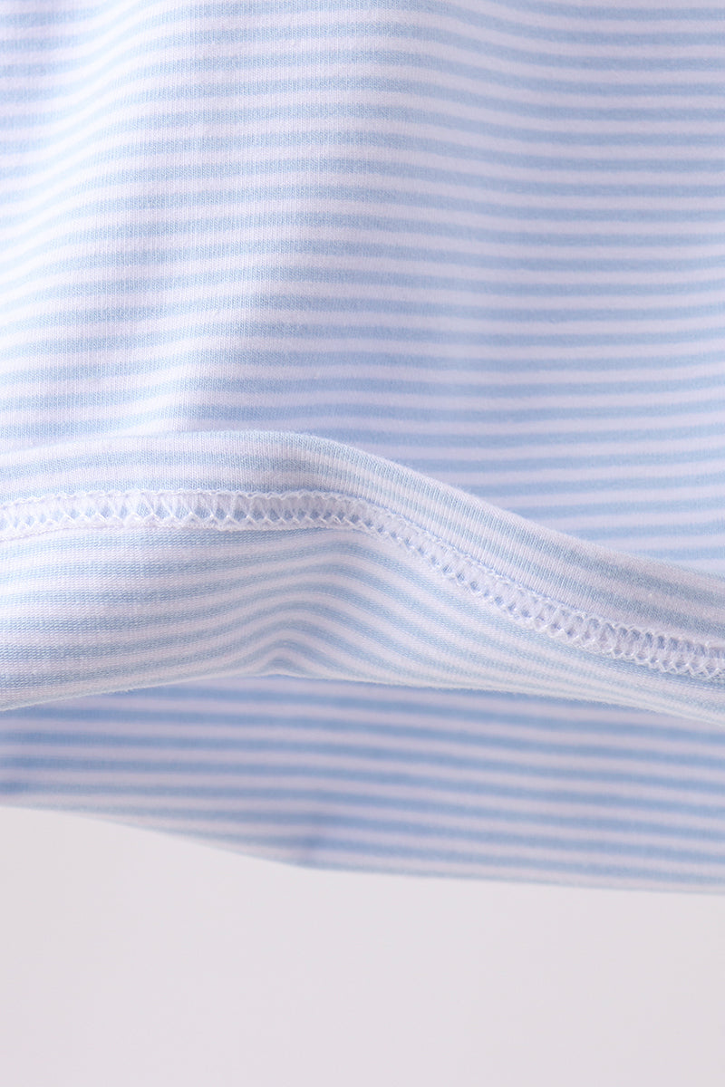 Blue stripe apple embroidery shirt - Aaria Tees Aaria Tees