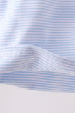 Blue stripe apple embroidery shirt - Aaria Tees Aaria Tees