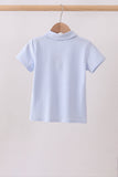 Blue stripe apple embroidery shirt - Aaria Tees Aaria Tees