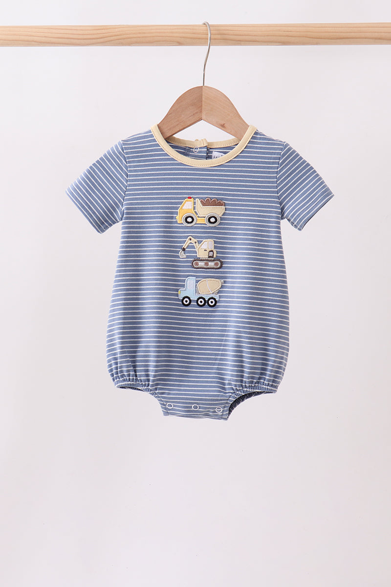 Blue stripe truck embroidery bubble - Aaria Tees Aaria Tees