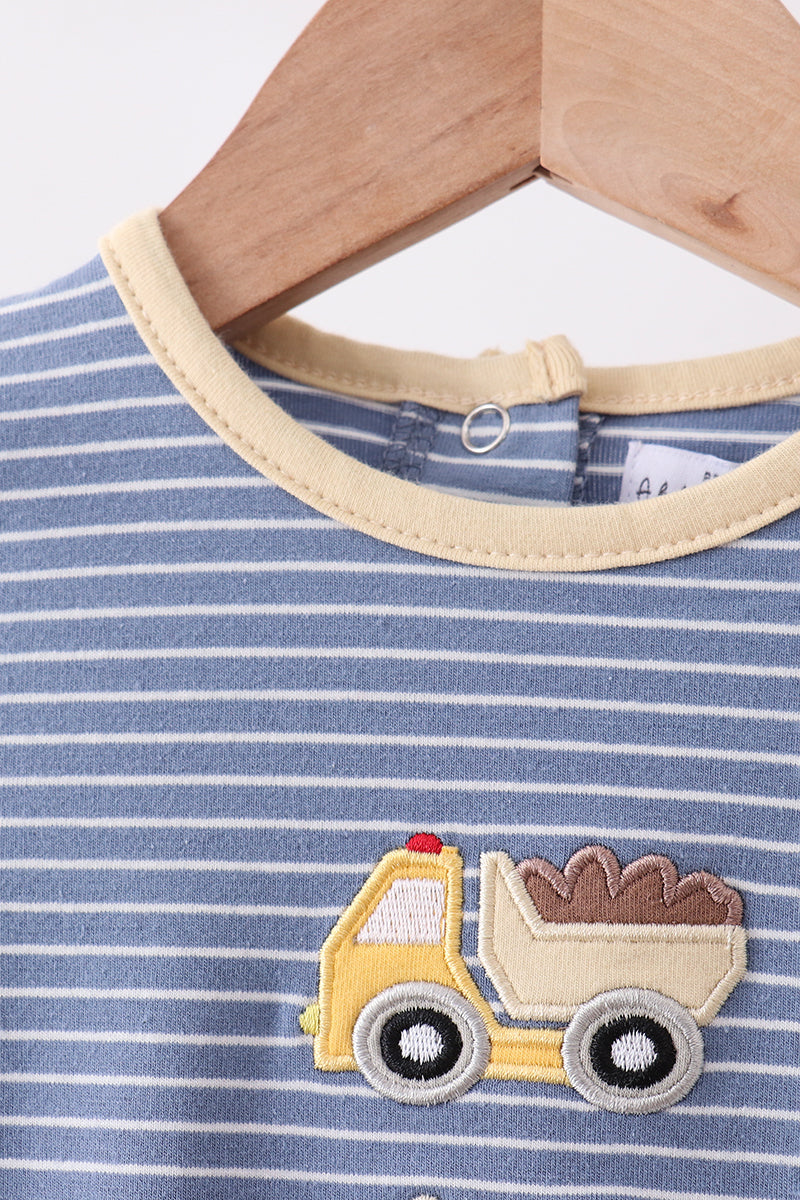 Blue stripe truck embroidery bubble - Aaria Tees Aaria Tees