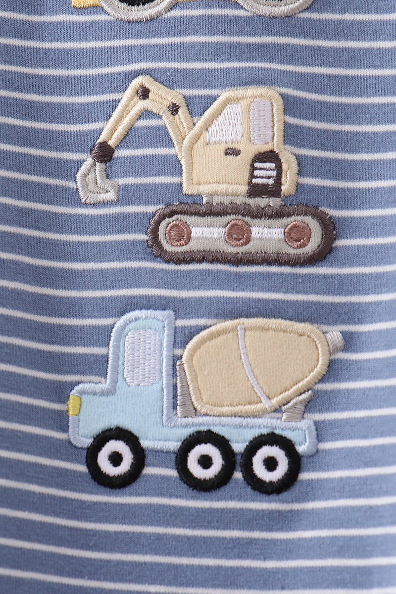 Blue stripe truck embroidery bubble - Aaria Tees Aaria Tees