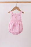 Pink stripe seersucker flamingo embroidery ruffle bubble - Aaria Tees Aaria Tees