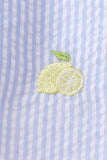 Blue stripe seersucker lemon embroidery scalloped bloomer set - Aaria Tees Aaria Tees