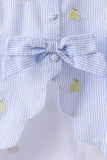 Blue stripe seersucker lemon embroidery scalloped bloomer set - Aaria Tees Aaria Tees