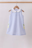 Blue stripe seersucker lemon applique dress - Aaria Tees Aaria Tees