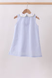 Blue stripe seersucker lemon applique dress - Aaria Tees Aaria Tees
