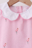 Pink stripe seersucker flamingo dress - Aaria Tees Aaria Tees
