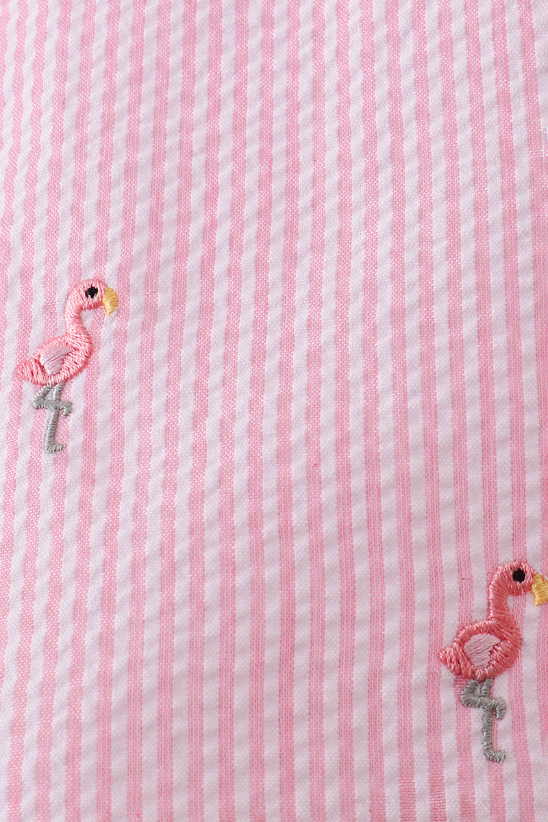 Pink stripe seersucker flamingo dress - Aaria Tees Aaria Tees