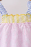 Pink stripe seersucker bow bubble - Aaria Tees Aaria Tees
