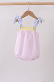 Pink stripe seersucker bow bubble - Aaria Tees Aaria Tees