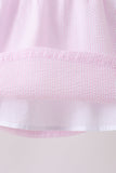 Pink stripe seersucker bow ruffle shorts set - Aaria Tees Aaria Tees