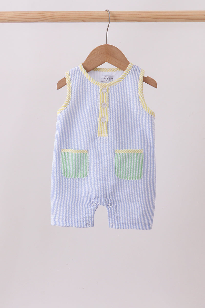 Blue seersucker pocket jonjon - Aaria Tees