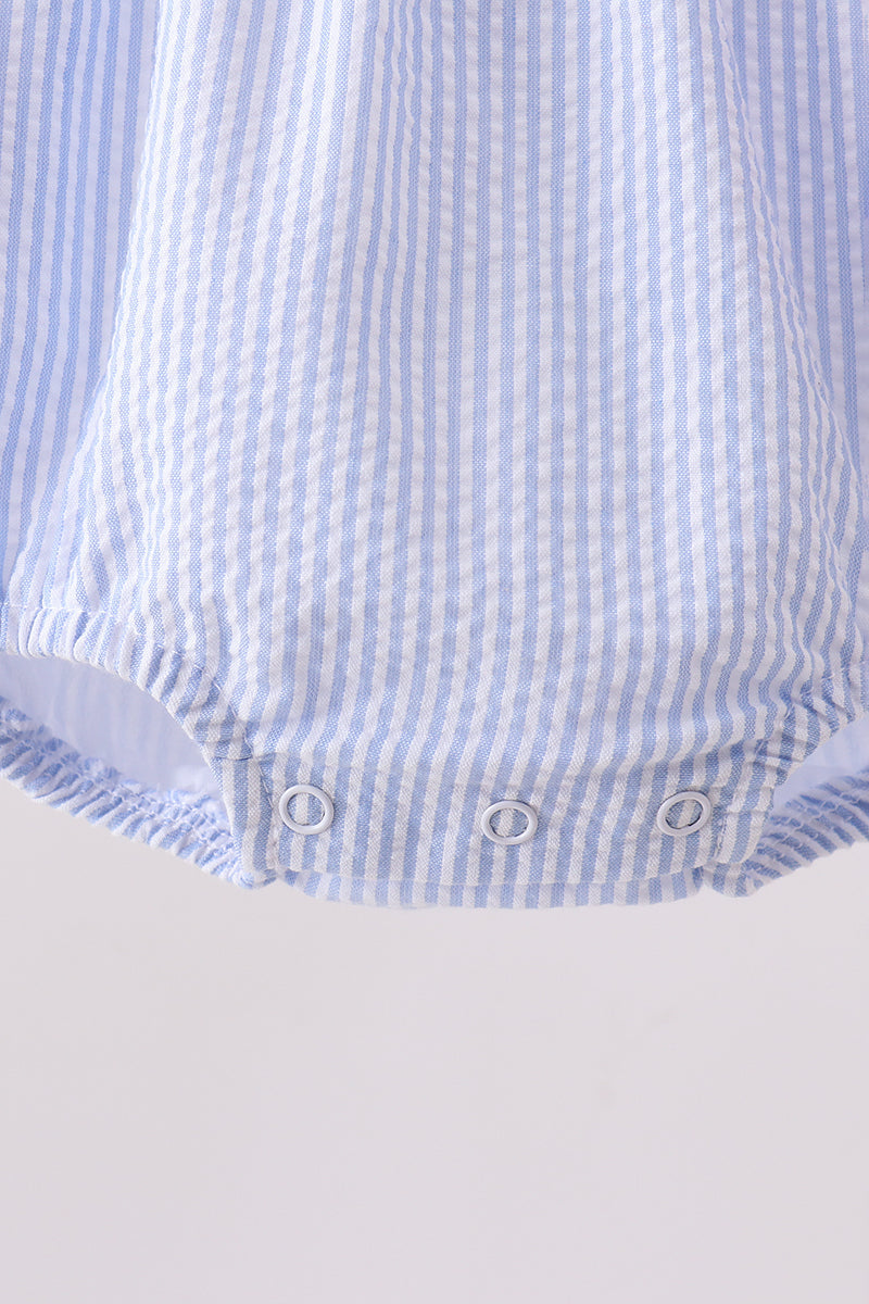 Pink&blue seersucker ruffle bubble - Aaria Tees Aaria Tees