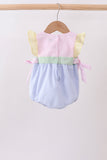 Pink&blue seersucker ruffle bubble - Aaria Tees Aaria Tees
