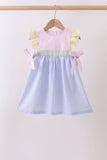 Pink&blue seersucker ruffle dress - Aaria Tees Aaria Tees