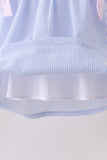 Pink&blue seersucker ruffle dress - Aaria Tees Aaria Tees