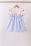 Pink&blue seersucker ruffle dress - Aaria Tees Aaria Tees