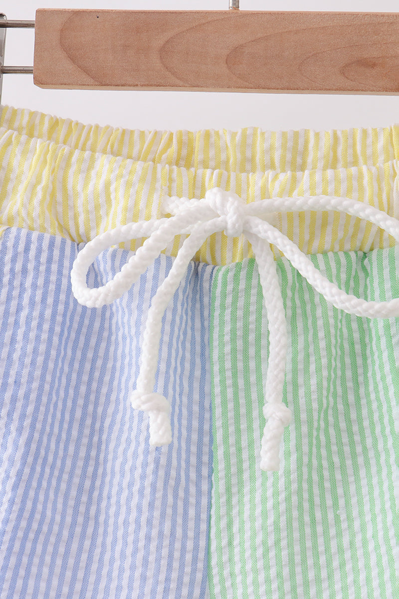 Blue&green seersucker shorts - Aaria Tees Aaria Tees