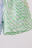 Pink stripe seersucker flamingo embroidery ruffle bubble - Aaria Tees Aaria Tees
