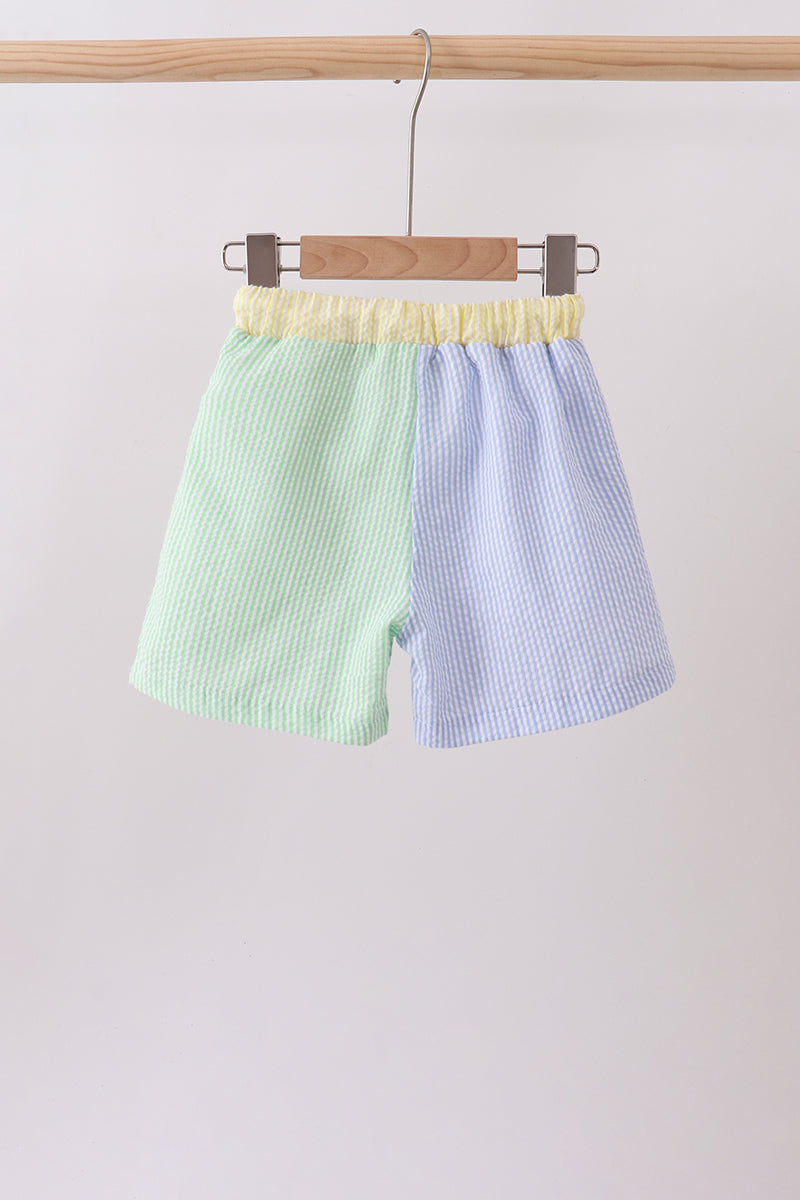 Blue&green seersucker shorts - Aaria Tees Aaria Tees