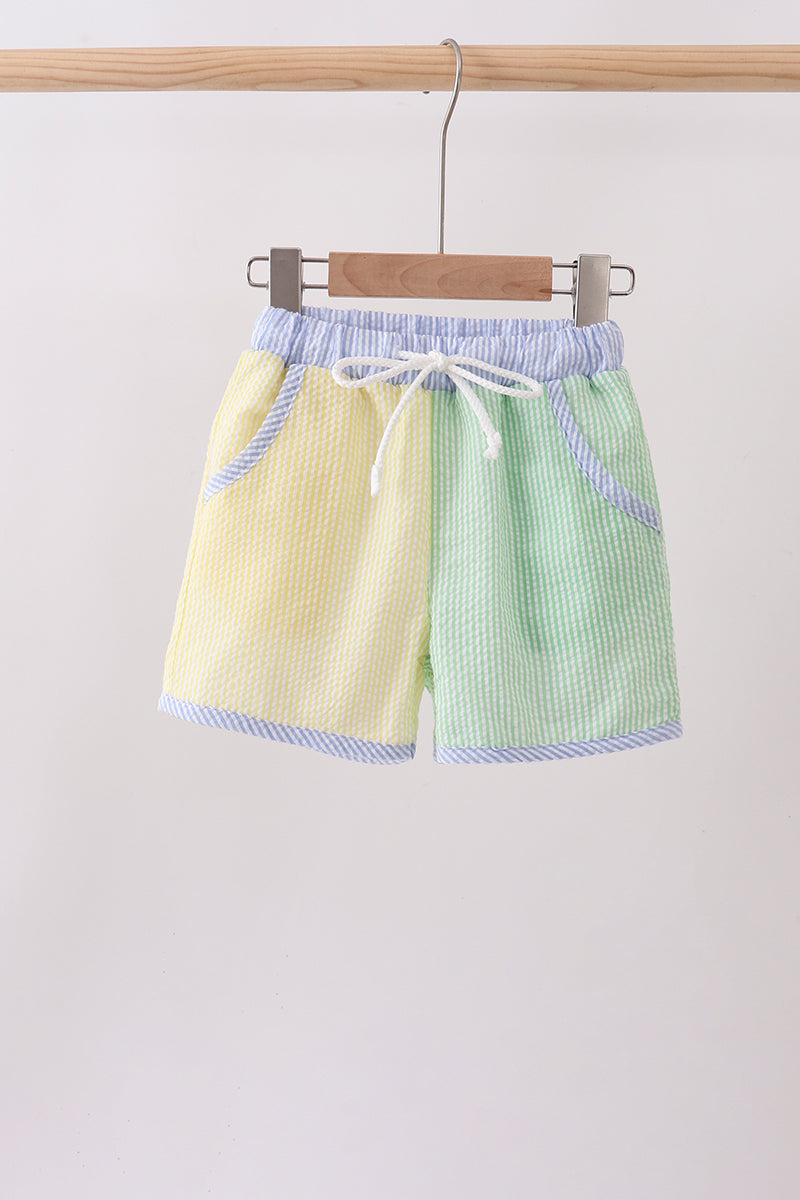 Yellow&green seersucker shorts - Aaria Tees Aaria Tees