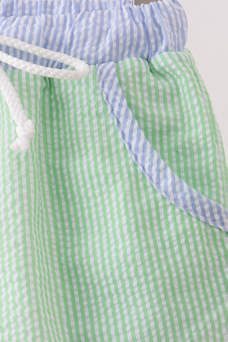 Yellow&green seersucker shorts - Aaria Tees Aaria Tees