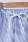 Blue flag embroidery gingham shorts - Aaria Tees Aaria Tees