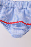 Blue flag applique gingham ruffle 2pc swimsuit - Aaria Tees Aaria Tees